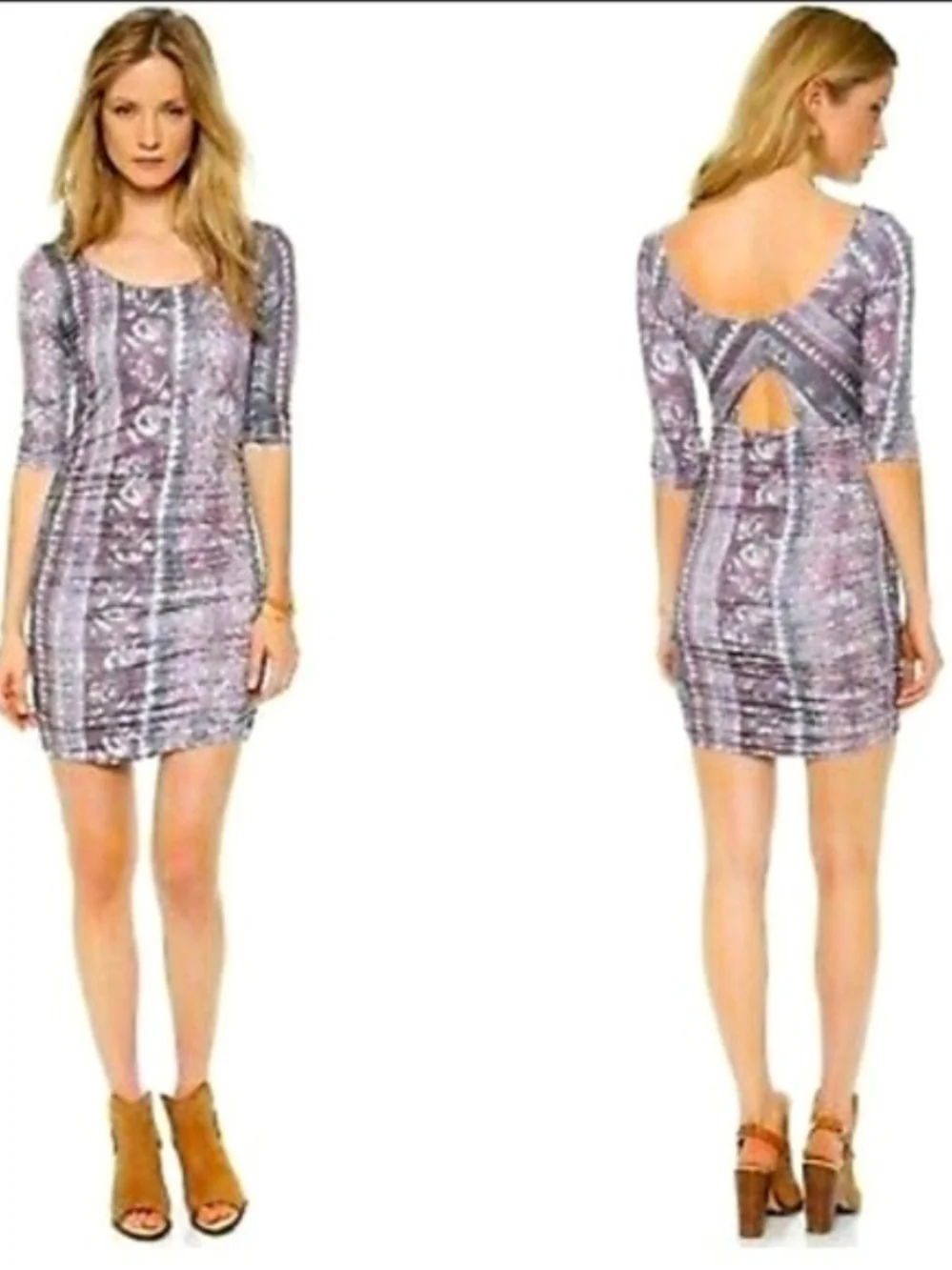 Free People Jasmine Boho Ruched Bodycon Dress